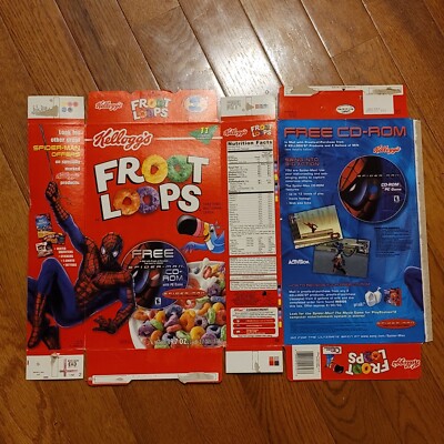 2002 Kelloggs Fruit Loops Spider Man Cereal Box Flat