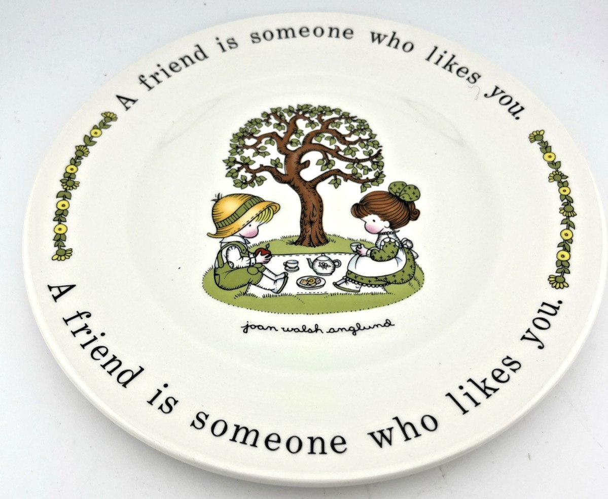 Vintage Joan Walsh Anglund Plate And Bowl Set Friends 1970's