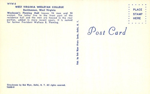 Buckhannon~West Virginia Wesleyan College~Fleming Hall dorm~Students~1960s PC - 第 2/2 張圖片