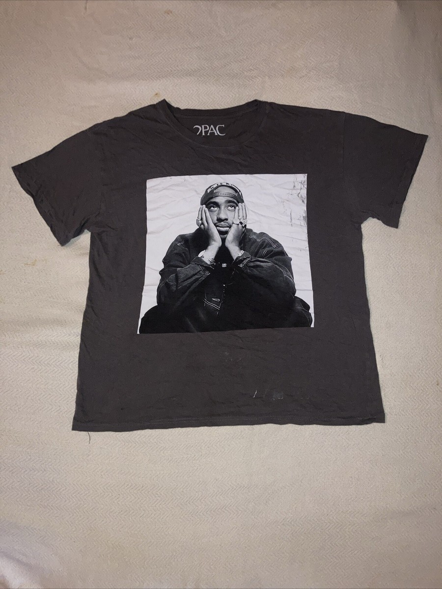 2PAC Gray Tupac Shakur Cotton Short sleeve T-shirt size Large