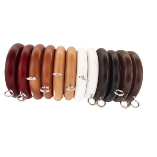 Solid Wooden Curtain Rings 5 Colours 3pk Sizes Real wood curtain pole rings 35mm