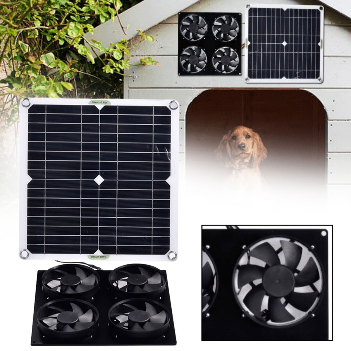 100W 1200cf Solar Powered Attic Fan System Roof Vent Fan For Attic/Greenhouse  | eBay