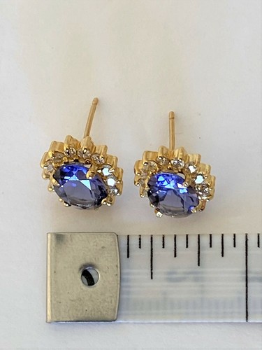 Iolite & Diamond 14k Yellow Gold Earrings - Picture 6 of 10