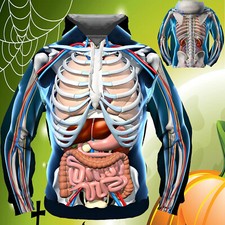 Halloween Human Anatomy Skeleton Men 3D Print Sweatshirt Hoodie Pullover Tops