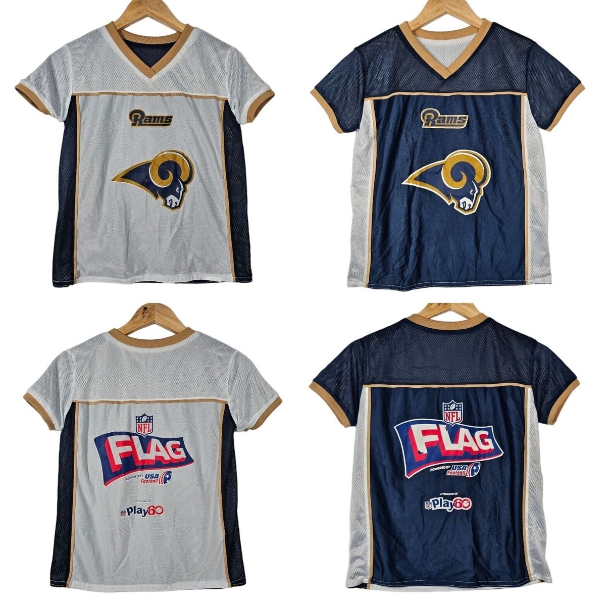 ONE NFL Rams Youth Reversible Mesh Flag Football Jersey Unisex Kids Size M