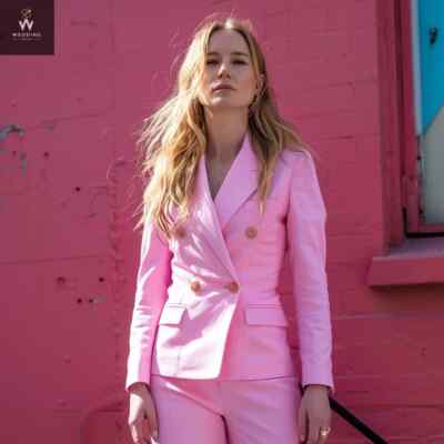 Pink Two-Piece Suit for Women | Dressy Pant Suit Set | Women's Wedding & Formal