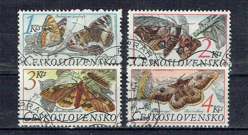 CECOSLOVACCHIA 1987 FAUNA INSETTI FARFALLE 4 VAL. Cat.U.2902-05