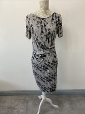 SOON Black & Grey mix ladies Stretch Fully Lined Dress Short Sleeve UK 12