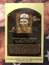 Joe Gordon Postcard- Baseball Hall of Fame Induction Plaque- Photo - Yankees