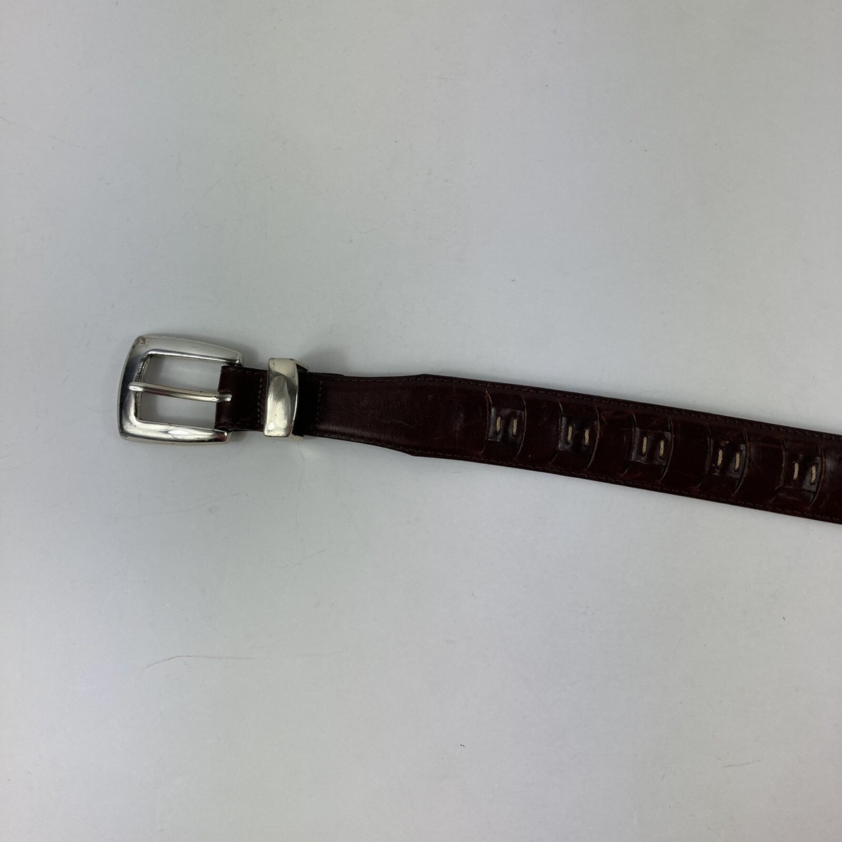 Onyx by Brighton Size 42 Tan Embossed Leather Belt broken in warn unisex Onyx by Brighton Mens Ranger Belt Sz 48 Brown Leather Moc  main image 3