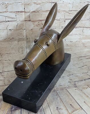 Signed Donkey Ride Farm Bronze Marble Base Sculpture Figurine Home Decor Gift
