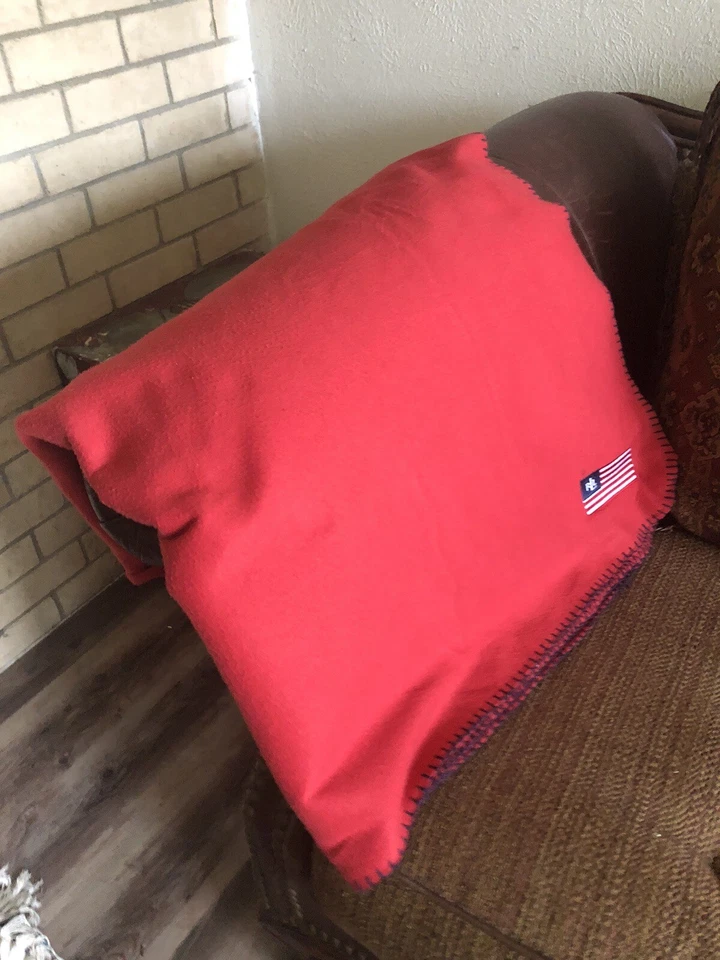 Ralph Lauren Throw Blanket Red 48x68" Fleece Plush American Flag NWOT  - Image 3 of 4