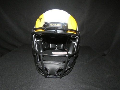 ISAAC BRUCE Authentic Full Sized Rams Lunar helmet HOF Insc Beckett COA Auto - Picture 2 of 7