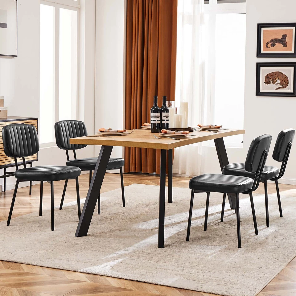 Juego de 2 Piezas Compacto Lindo Moderno Cocina Comedor Silla con Tapizado Asiento Respaldo Suave Foto 4 de 4