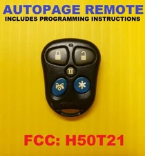 Aftermarket Autopage Keyless Remote Start FOB H50T21 XT-33 5 Button Blue LED