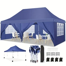10x20 Pop Up Canopy Tent with 6 Sidewalls,Waterproof Commercial Gazebo Upgrade~
