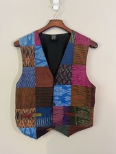 Patchwork Silk Vest Waistcoat Women  s Size Medium Colorful Boho
