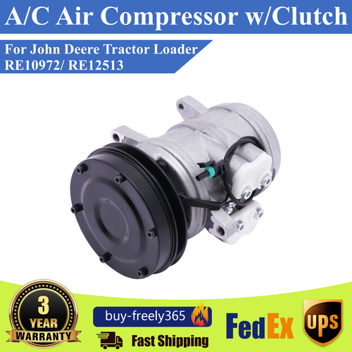 A/C Compressor w/Clutch For John Deere Tractors RE10972 RE12513 RE12514 RE57936