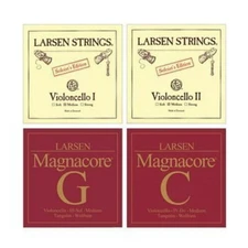 New Larsen Magnacore Cello Strings Set 4/4 medium gauge with Larsen Soloist A,D
