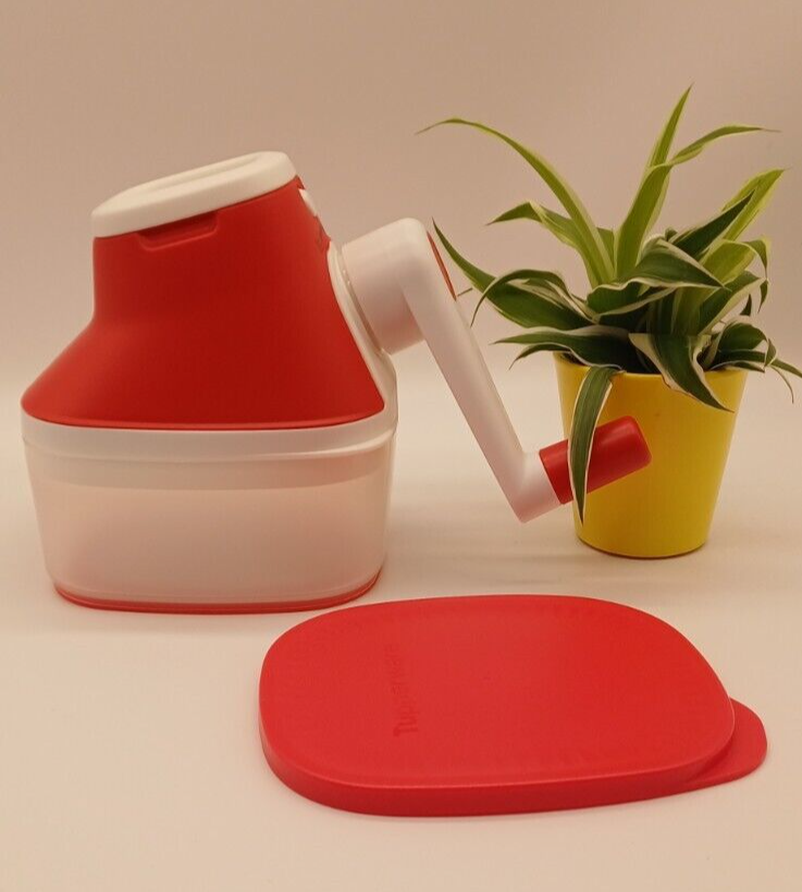 Tupperware Grate 'n Store Multi-Mühle – Weiß/rot, Zum Reiben Von Käse & Gemüse, Mit Behälter & Fingerschutz
