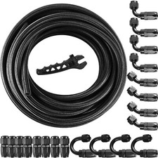 An6 6an Ptfe Nylon Stainless Steel Braided Fuel Hose Fuel Adapter Oil Line 33ft