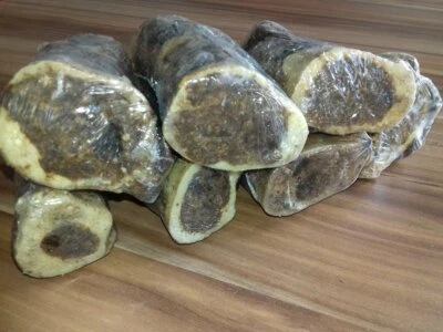 KAUSNACK24 7 Stück MARKKNOCHEN GEFÜLLT MIT FLEISCHPASTETE ummantelt mit RINDERLUNGE kauen