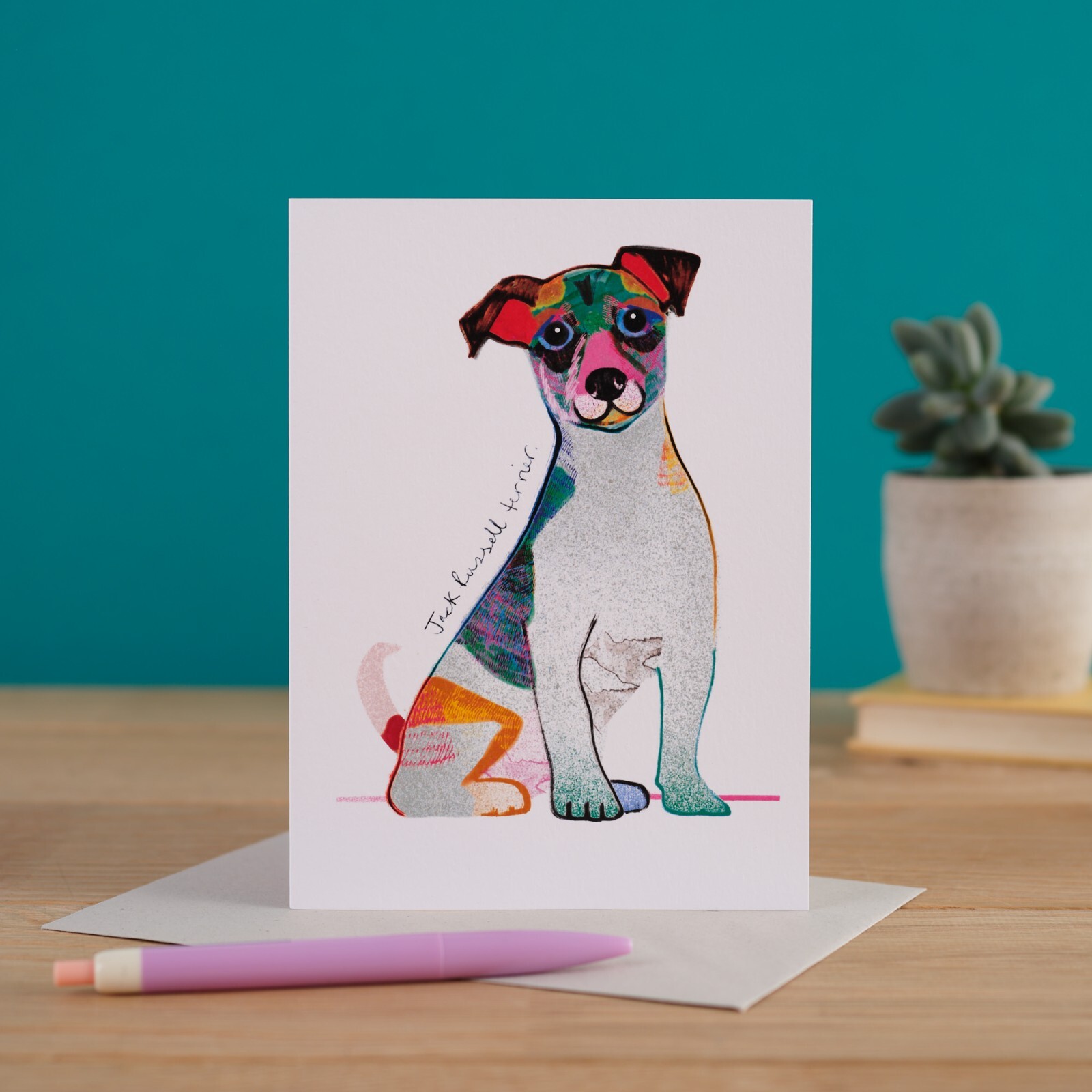 Blank Card Colourful Jack Russell Terrier - Mixed Media Dog Breed Artwork