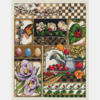 Janlynn Counted Cross Stitch Kit Spring Montage 11'' X 14'' NEW 14 Count