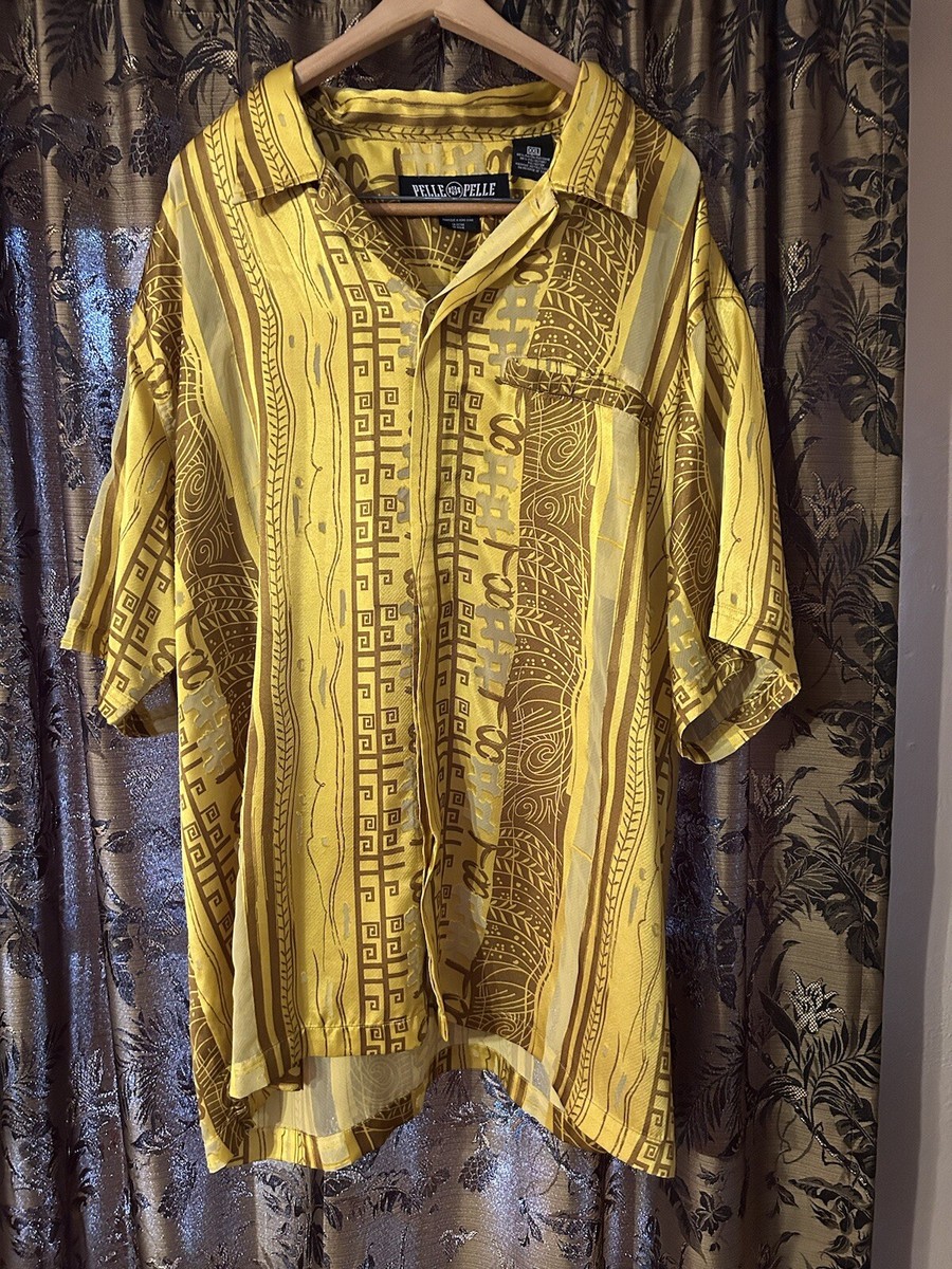 Pelle Pelle Marc Buchanan Men XXL Shirt Button Up Yellow Gold
