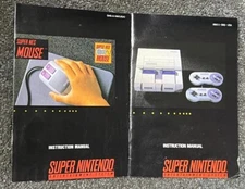 Super NES Console & Mouse SNES Nintendo Original Instruction Manual Lot