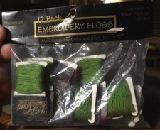 12 Pack Embroidery Floss. 9 Yards Per Total 108 Yards.Green. New