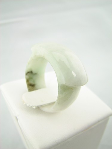 Genuine Natural Green White Jade Saddle Ring Band - Size 9.25 #G452 - Picture 2 of 5