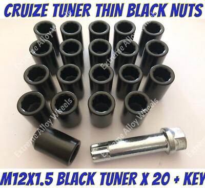 Alloy Wheel Nuts BLK Tuner x 20 M12x1.5 Ford C Max Focus Granada Kuga Mondeo 