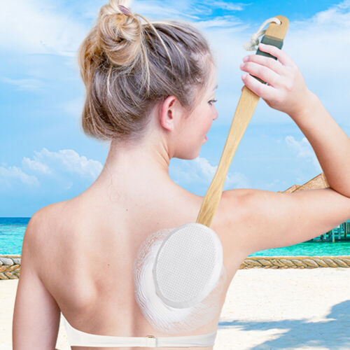 Long Lotion Applicator for Back, Feet, 3 Replaceable Pads with 1 Long Back Brush