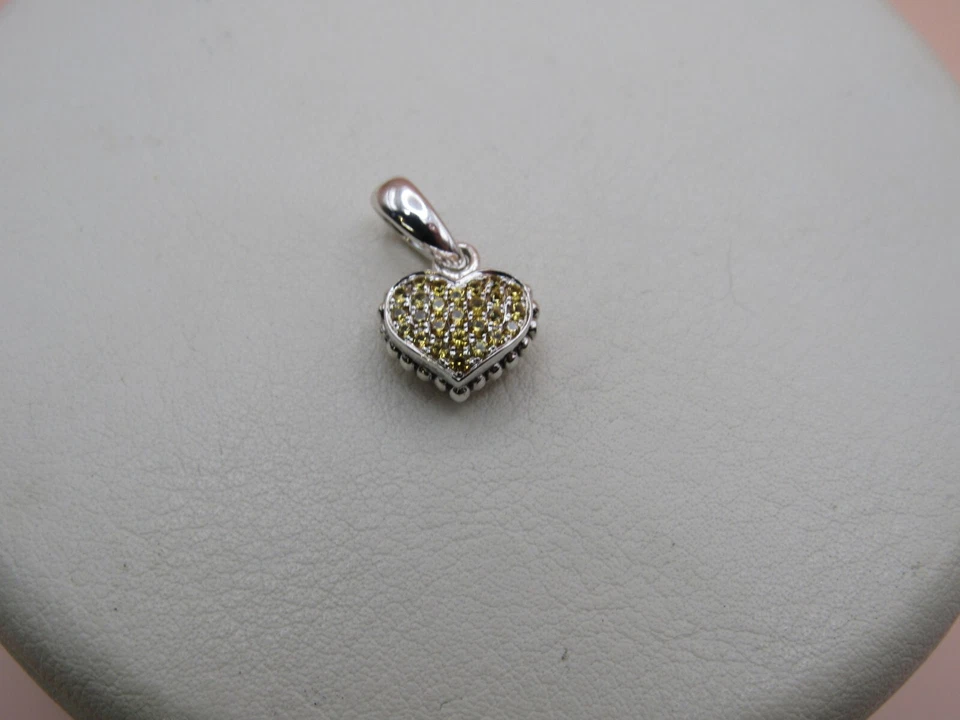 Colgante Corazón Paveado Zafiro Amarillo 18K Diseñador Lagos S/S Foto 3 de 4