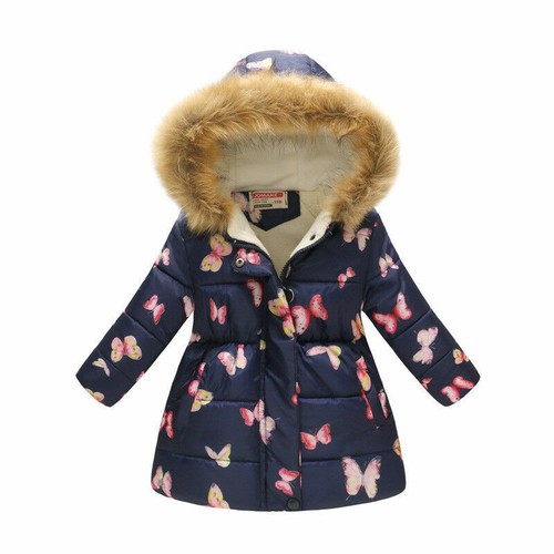 Kids Baby Girls Warm Hooded Wind Dust Coat Winter Jacket Outerwear 3-7T - Picture 16 of 17