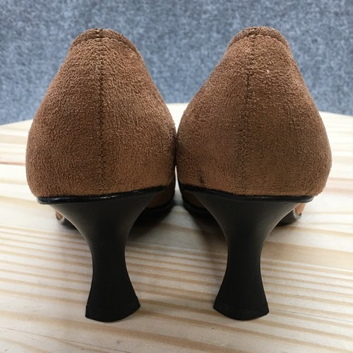 CATO Heels Womens 9 M Casual Comfort Slip On Loafer Pumps Brown Fabric Kitten - Picture 9 of 17