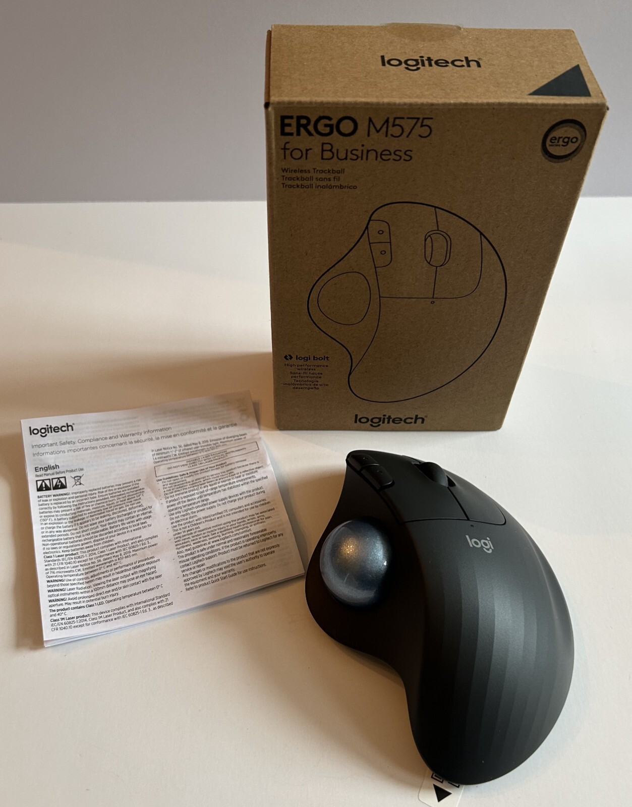 Logitech Ergo M575 Wireless Trackball Mouse Bluetooth USB Ergonomic for Business