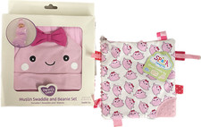 Parent's Choice Muslin Swaddle and Beanie Set with Spark Crinkle Toy- NWT