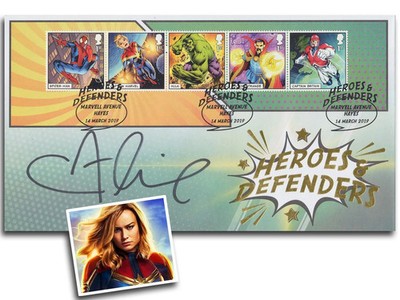 Brie Larson ''Captain Marvel'' signiert | Marvel Briefmarken Ersttagsbrief + Echtheitszertifikat