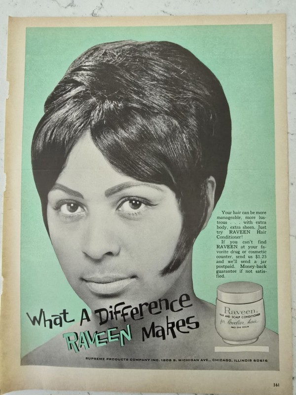 1966 Raveen Hair Scalp Conditioner African American Beauty Hairstyle Vintage Ad 