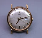 Vintage 1971 Timex Linen Watch Date Gold Tone 16560 2571 Wind Parts Repair 1970s
