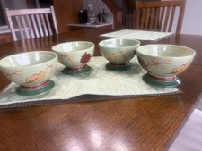 Corelle Coordinates Rusticana Stoneware Leaves Footed Soup Cereal Bowls