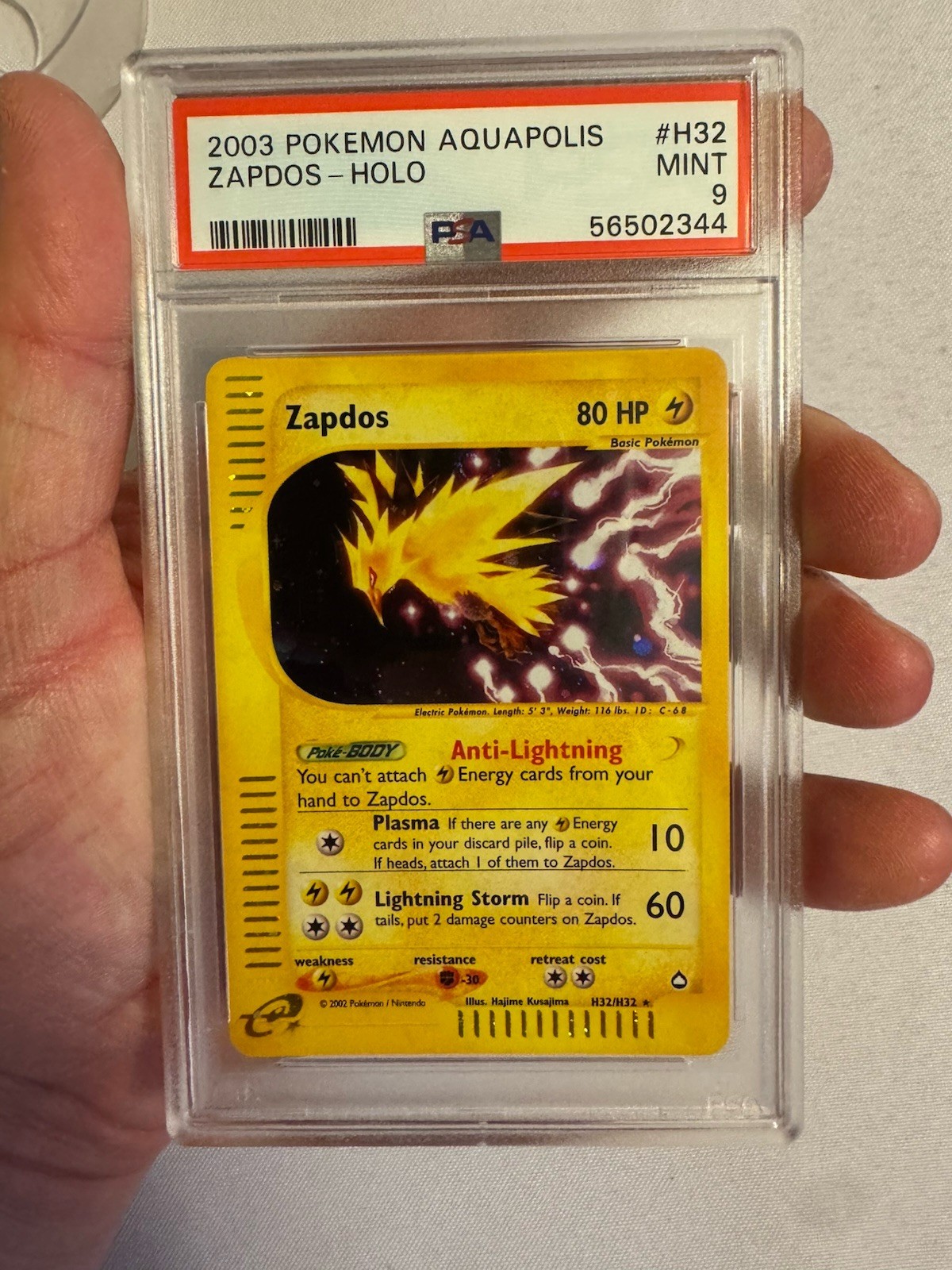 2003 Pokemon - Zapdos Holo Rare E Reader Aquapolis H32/H32 - PSA 9 Mint! WOTC