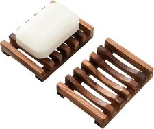 2Pk Wooden Soap Dish Self-Draining Bar Soap Holder for Shower Bath