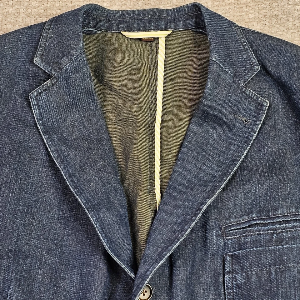 Orvis Morrison 3 Botones Denim Jeans Algodón Lino Chaqueta Abrigo Deportivo Para Hombres 44L Foto 2 de 4