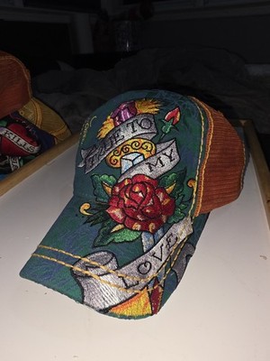 Rare Authentic Ed Hardy Trucker Hat by Christian Audigier. Y2K tattoo-inspired