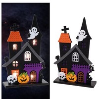 Halloween Deko Deko Spooky House Aus Filz Mit LED