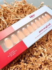 New Kleo Kolor 30 Press-On Gel Nails~Aux Étoiles~Holographic French Long Almond