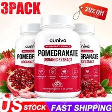 3PACK Auniva Pomegranate Extract Capsules, Natural Pomegranate Supplement US